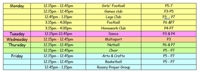 timetable of clubs
